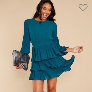 Nwt Red dress boutique teal dress- medium